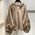 thumbnail image 2 of ABATAB Hoodies for Women Oversized Casual Solid Color Drawstring Hooded Pullover Sweatshirt Baggy Long Sleeve Drawstring Tops(Medium,Khaki), 2 of 4