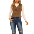 thumbnail image 1 of Chaleco de motocicleta sin mangas de ante sintético para mujer de INSPIRE CHIC XL Camel, 1 of 1