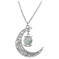 Owl Glow In Dark Pendant Chain Necklace for Women Green or Blue Ginger Lyne Collection
