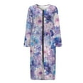 thumbnail image 4 of Xoenoiee Watercolor Floral Print Women Zipper Robe Long Housecoat Zip Up Bathrobes Full Length Nightgown Loungewear with Pockets, 3XL, 4 of 7