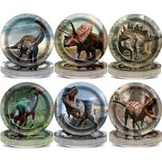 72PCS Dinosaur Birthday Plates Dinosaur Party Supplies Dino World Tableware Tropical Jungle Plates Disposable Paper Plate Dessert Plates for Boys Girls Kids Baby Shower Favors 6.7 * 6.7inch