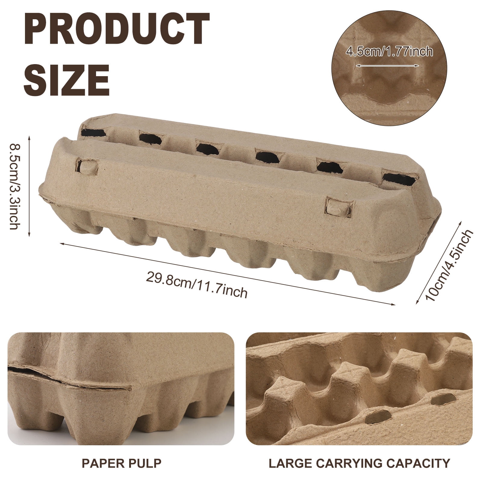 Hengguang 25 Pack  Natural Paper Pulp Egg Cartons, Egg Storage Containers Holder, Dozen Vintage Classical 2x6 Style Cardboard Egg Tray Holder for Family Farm Market Storing