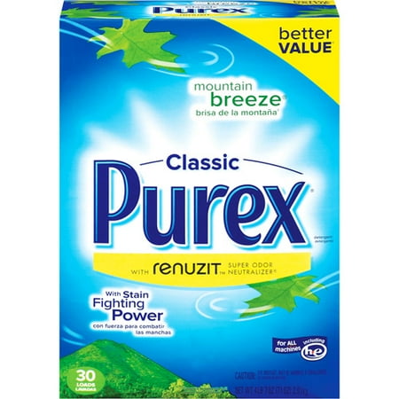 Purex Powder Laundry Detergent, Mountain Breeze, 77 oz