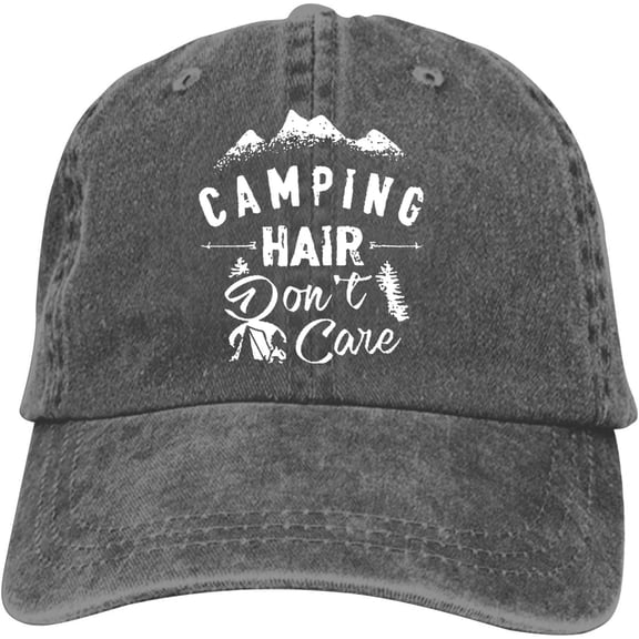 Camping Hair Don't Care Baseball Cap Vintage Adjustable Washed Hats Cowboy Hats Denim Dad Hat for Men Women Boy Girl