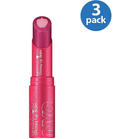 (3 pack) (3 Pack) NYC New York Color Applelicious Glossy Lip Balm, Apple Blossom