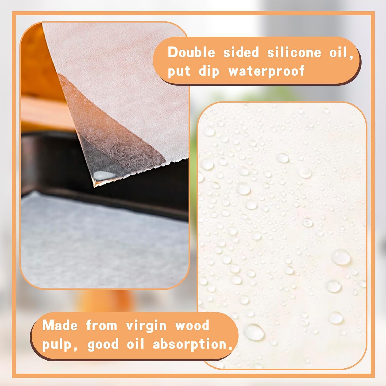 Parchment Paper Sheets 300Pcs,6x8In Baking Paper,Baking Supplies Sheets Non Stick,Non-Toxic Baking Parchment for Air Fryer, oven liner,Grilling, Steaming Cooking Bread Cake and Wrapping Food