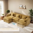 thumbnail image 6 of Gexpusm Sectional Sofa L Shaped Couch with Chaise for Living Room Sleeper Set, 3 Seats with Chenille and Double Layer Cushions, 111" W, Yellow, 6 of 6