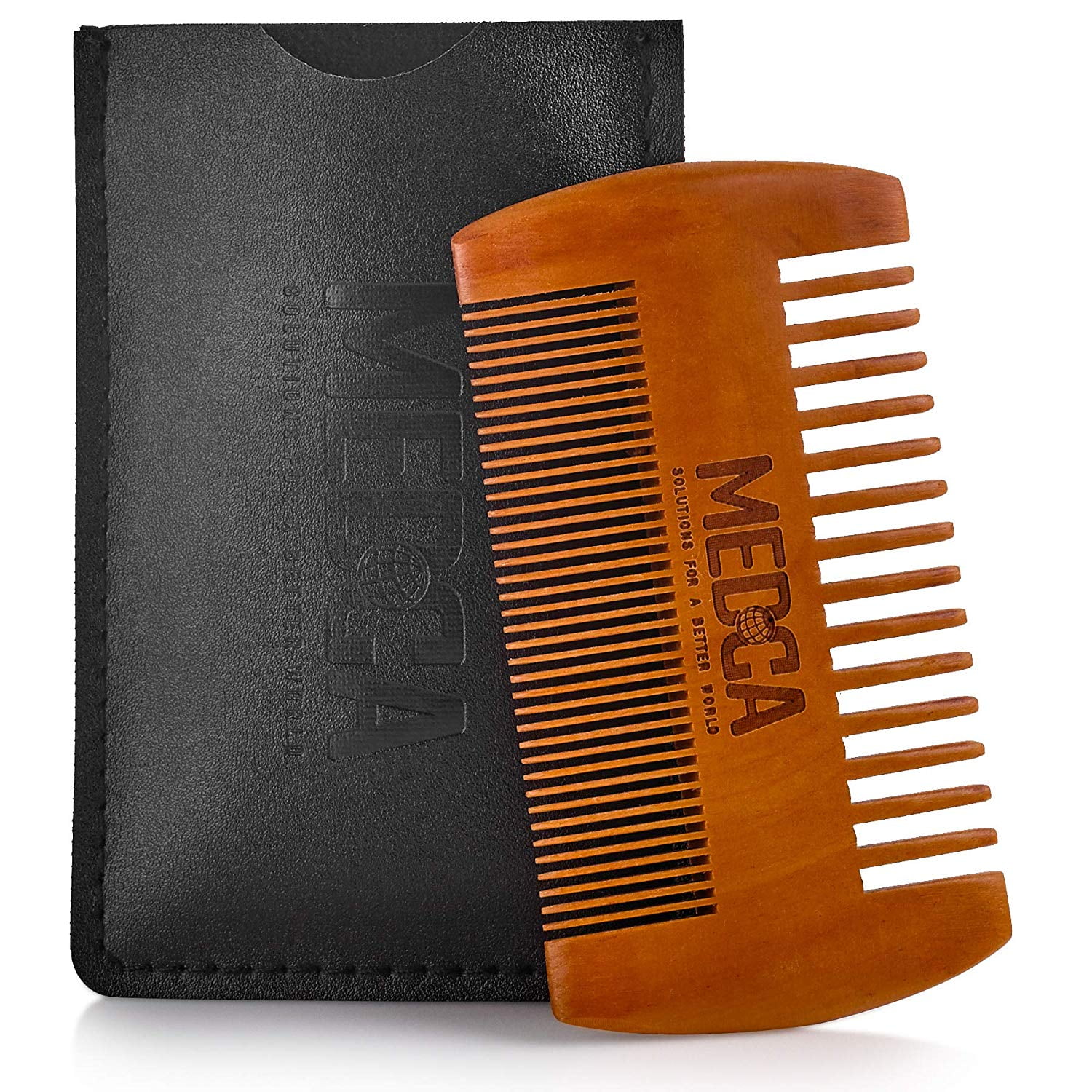 Wooden Beard Comb With Leather Case Handcrafted Solid Beechwood Beard