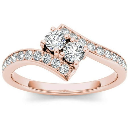 Imperial 1/2 Carat T.W. Diamond 10kt Rose Gold Two-Stone Bypass Band