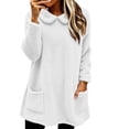 thumbnail image 6 of Women's Winter Solid Color Fleece Lined Warm 2-Piece Lounge Set With Pockets White XL, 6 of 9