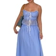 thumbnail image 3 of Women'S Skirt Sets 2 Piece Outfits Contrast Trim Ruffle Hem Tops and Maxi Skirt Vacation Set Blue M, 3 of 9