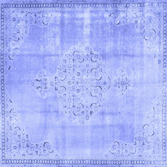 Ahgly Company Machine Washable Indoor Square Persian Blue Traditional Area Rugs, 3' Square