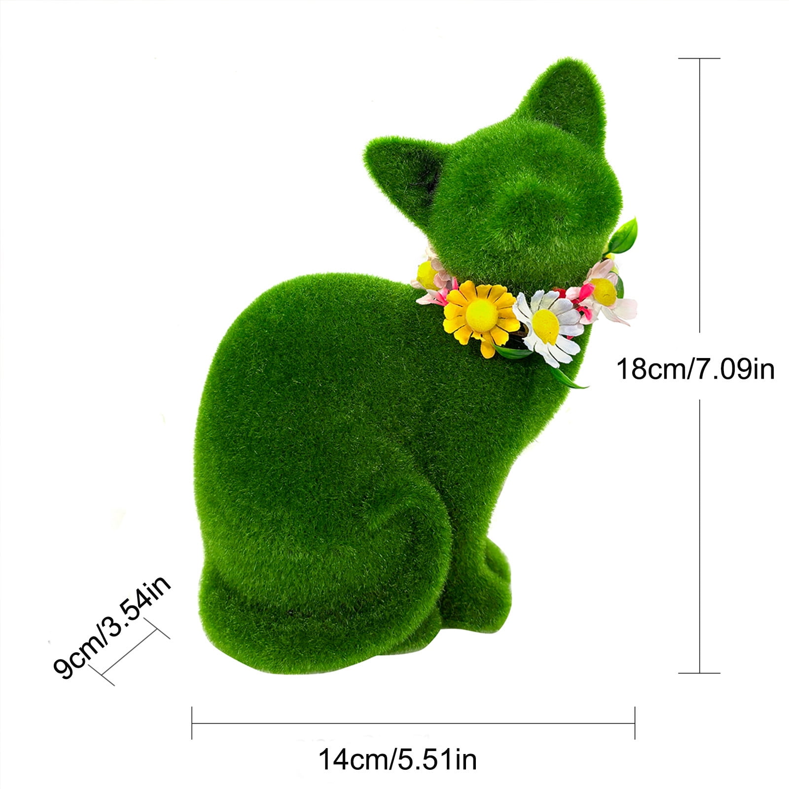 Green Resin Cat Statue for Outdoor Garden Decor, Whimsical Cat Figurine for Patio Courtyard Desktop, Unique Gift for Cat Lovers