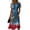A02-Blue, variant on July 4th Dresses for Women Independence Day Flag Print Dress A-Line Summer V Neck Short Sleeve America Clothes Flowy Dresses