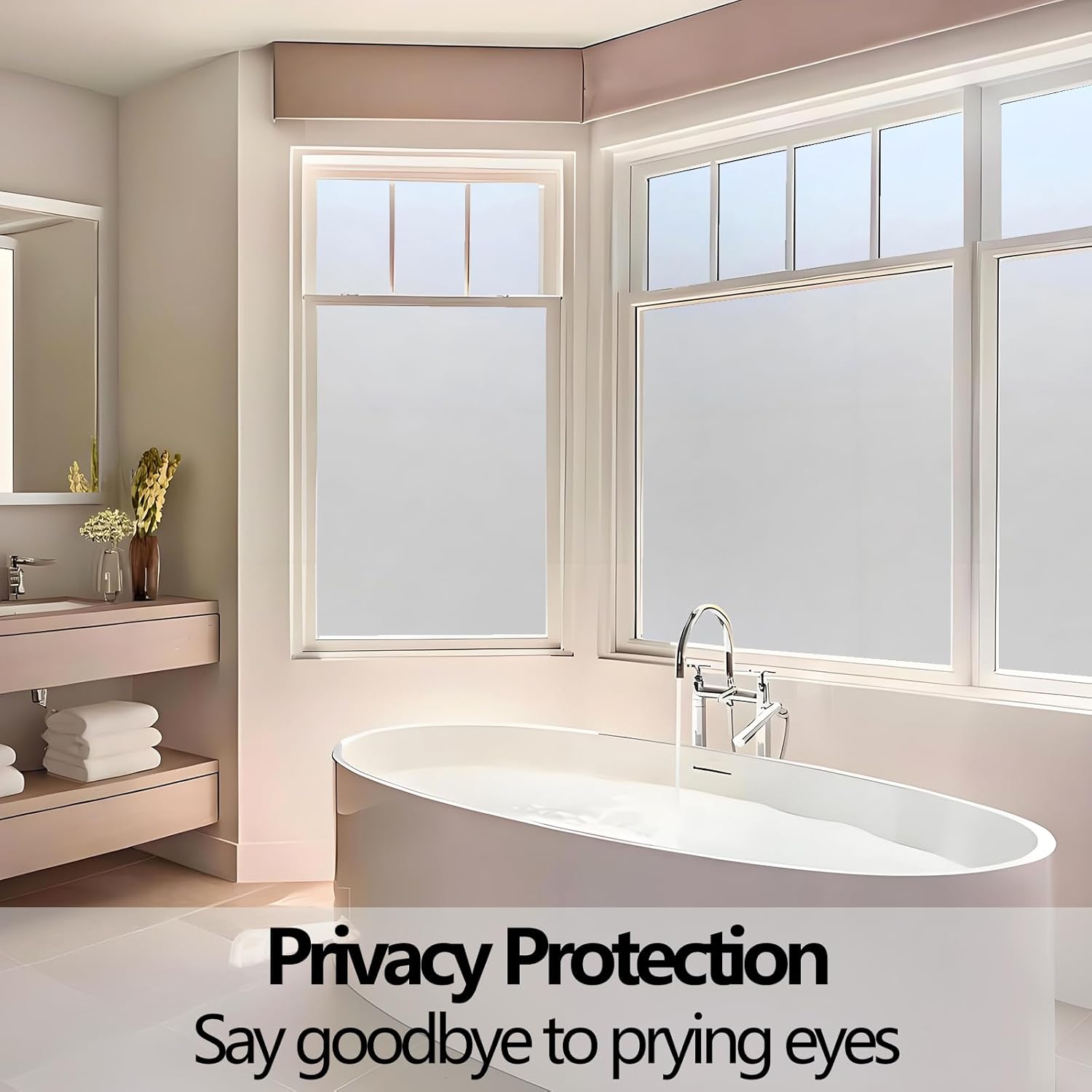 Frosted Glass Window Privacy Film Removable Heat Blocking UV Protection Static Cling Window Film for Bathroom Home Door Office Pure 17.5 x 78.7 Inches
