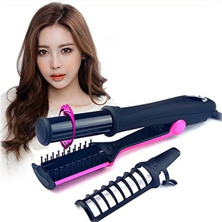 Hair Straightening Curling Iron, Professional  2 in 1 Style Flat irons, 1-Way Rotating Iron Curler No Damage,Hair Straightener Flat Irons For Short & Long Hair, Black