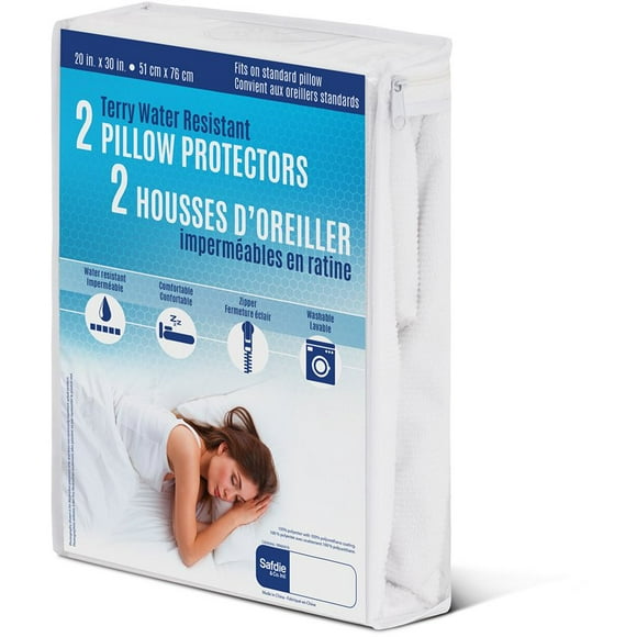 Safdie & Co. 20x30" Microfiber Waterproof Pillow Protector in White (Set of 2)