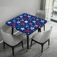 thumbnail image 4 of American Flag Square Tablecloth, Patriotic American Stars Elastic Edge Fitted Table Cover, Fits to 36x36 In Table, Wipeable Table Covers for Dining Kitchen Party Patio Independence Day Decor, Blue, 4 of 4