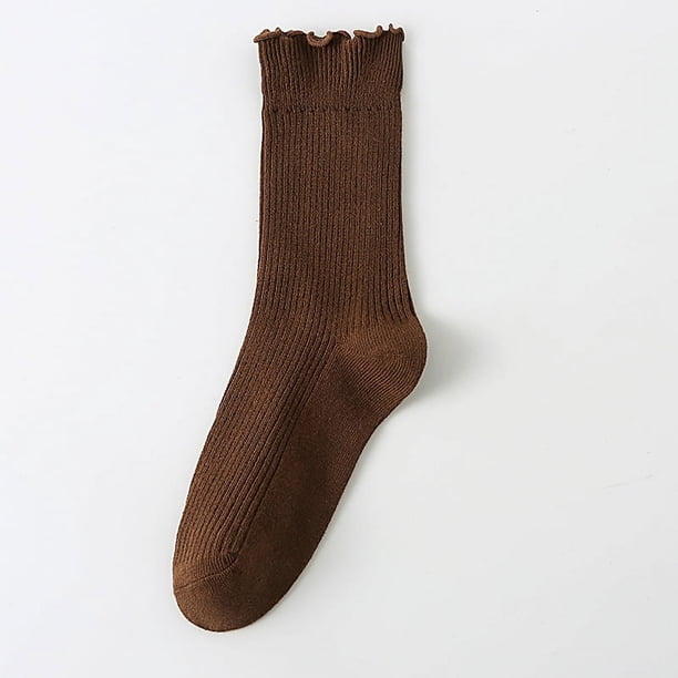 Zhuge pares de calcetines de algodón para mujer, finos, suaves, cómodos, transpirables, por encima del tobillo, para negocios, informales (marrón)