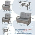 thumbnail image 6 of SOCIALCOMFY 7-Piece Wicker Patio Furniture Sets Outdoor All-Weather Rattan Conversation Set Includes Glider Loveseat, 2 Glass-Top Coffee Tables, 2 Swivel-Rocker Chairs for Porch Backyard, Gray, 6 of 7