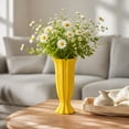 thumbnail image 6 of Rippled Roman Column Ceramic Vase, Textured Fluted Floral Arrangement Container, Modern Minimalist Decorative Vase for Bedroom Home Tabletop Centerpiece and Living Room Decoration, Yellow, 6 of 6