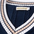 thumbnail image 4 of OmicGot Chandail Tricoté Sans Manches pour Hommes Automne Hiver Plus Velours Col en V Rayé Plus S Taille Oversize Chandail Sans Manches pour Hommes P-5TG, 4 of 6