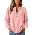 thumbnail image 2 of Neewe Women's Plain Long Sleeve Top Fall 1/4 Zipper Tops Loose Ladies Casual Fashionable Top Pullover, 2 of 7