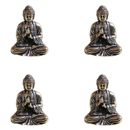 

4X Mini Buddha Statue Bronze Buddha Statue Chinese Buddhism Pure Copper Bronze Sakyamuni Buddha Statue