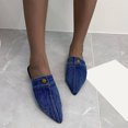 thumbnail image 2 of Women Shoes Sneakers Ladies Fashion Solid Color Denim Half Slippers Pointed Toe Flat Casual Shoes, 2 of 9