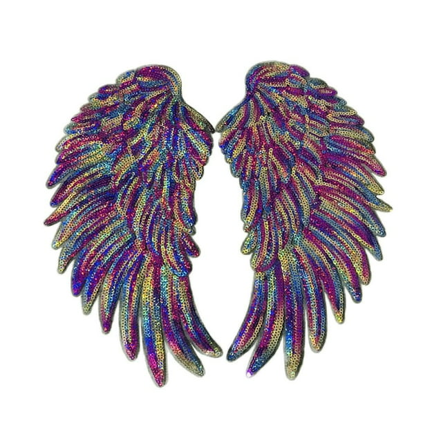 2 piezas de angel s de lentejuelas s para planchar apliques bordados de bricolaje alas para chaquetas decoracion d Baoblaze Parches de costura de alas de lentejuelas Walmart en linea
