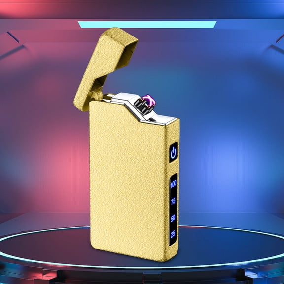 Daily use Lighter, High-color Engraving Electronic Windproof Lighter, Clamshell Lighter, Portable Lighter, Suitable for Daily Use(Gold)