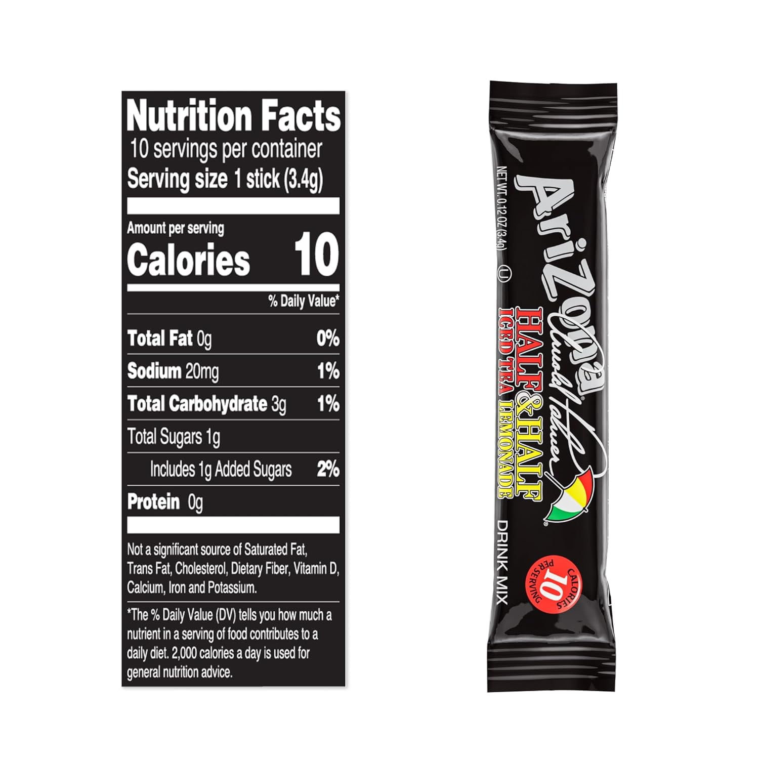 AriZona Arnold Palmer Half and Half - On-the-Go Powdered Drink Mix, 0.12oz 120 Count - 10ct Boxes (Pack of 12)