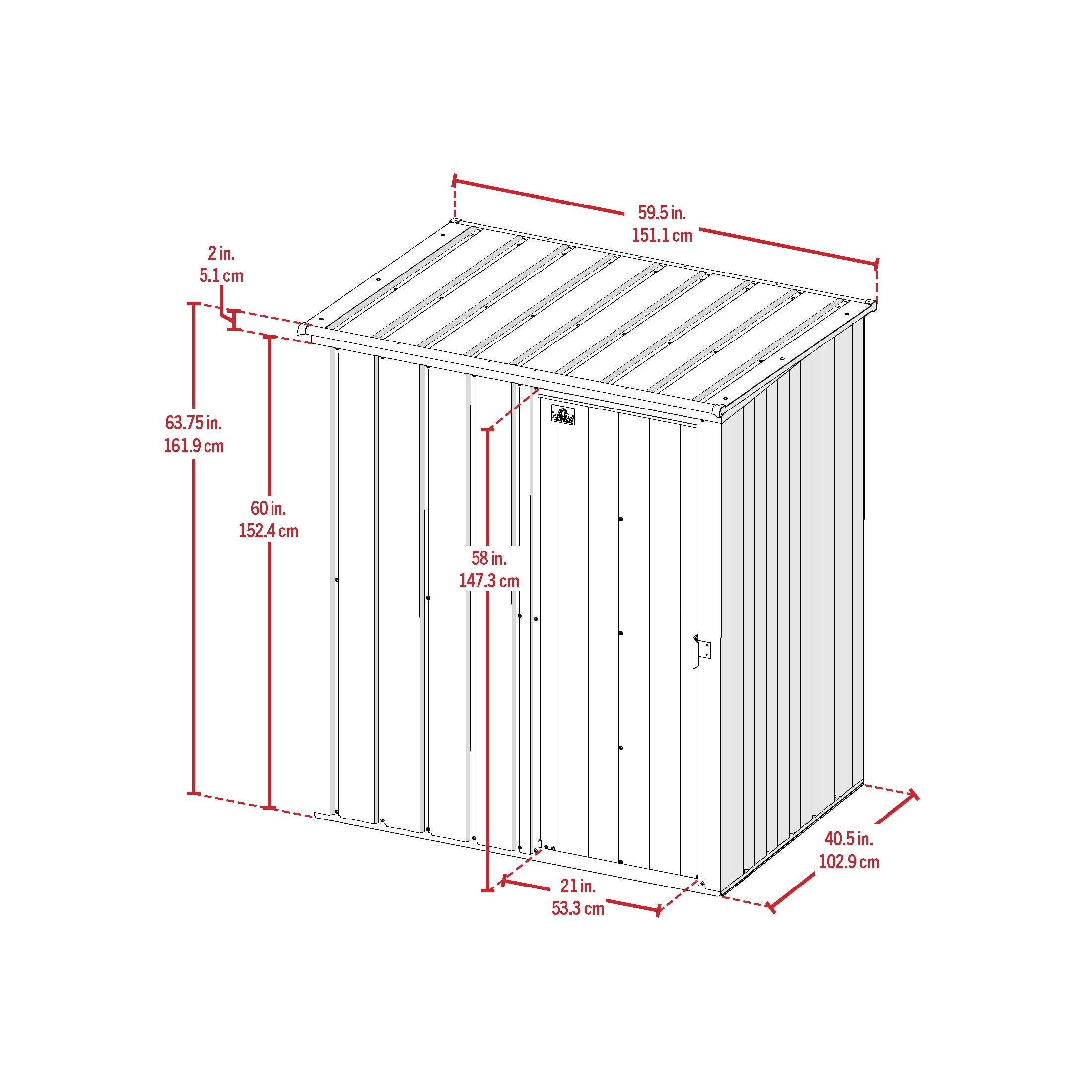 Arrow Essentials 5 x 3 x 6 ft Oswego Tea Steel Shed