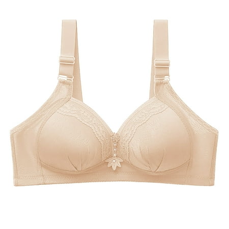 

Qiaocaity Women Bras High Support Underwear Women s Thin Large Size Breathable Gathered Underwear Women s Non-steel Bra Daily Bra Beige S