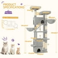 thumbnail image 7 of 72.8" Cat Tree, Large Cat Tower for Indoor Cats, Cats House Furniture with 2 Platforms, 3 Condos, 6 Scratching Posts, 2 Baskets, Pompoms,  Light Grey, 7 of 7