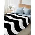thumbnail image 4 of Black Ripple Full Size Flat Sheet, Wrinkleproof & Fadeproof Cooling Flat Bed Sheet Only, Simple Black White Waves Aesthetics Breathable Soft Bedding Top Sheets 81 x 96 Inches, 4 of 8