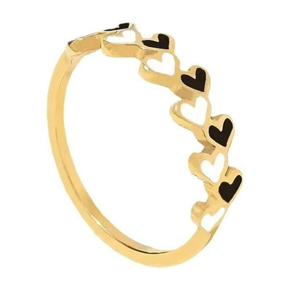 HIJONES Women's Stainless Steel Dainty Love Heart Enamel Thin Ring Promise Jewelry Gifts for Women Gold Size 9