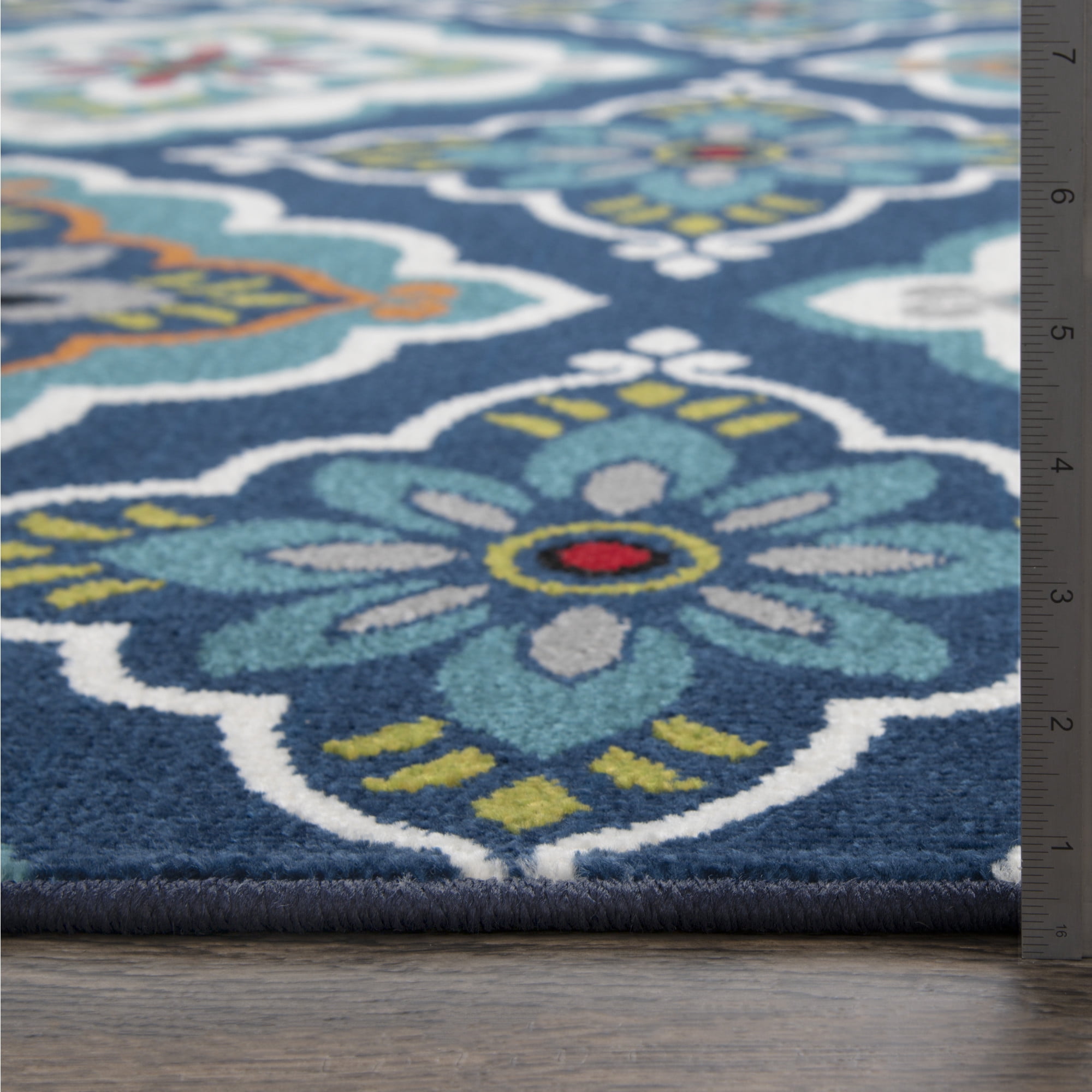 Loomaknoti Terrace Tropic Turberry 4' x 6' Floral Indoor/Outdoor Area Rug , Blue/White