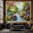 thumbnail image 6 of Pastoral Waterfall with Wildflowers and Butterfly in a Serene Whimsical Watercolor for Nature Lovers, Botanical Wall Art Housewarming Gift Tapestry Wall Hanging for Bedroom and Living Room, 6 of 7