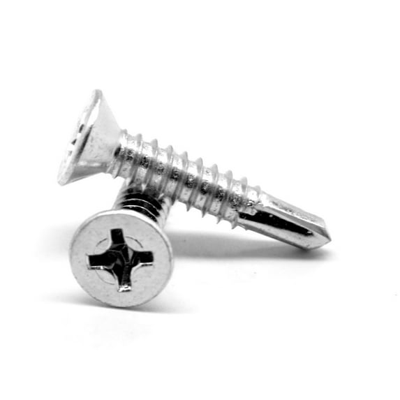 1/4"-14 x 2 1/2" (FT) BSD Thread Self Drilling Screws Phillips Flat Head #3 Point Low Carbon Steel Zinc Plated Pk 50