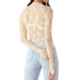 thumbnail image 4 of Women Mesh See-Through Mock Neck Lace Shirts Spring Fall Slim Fit Tops Streetwear, 4 of 8