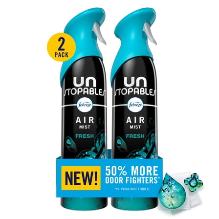 Febreze Air Mist Air Freshener Spray, Unstopables Fresh, 8.1oz, 2ct