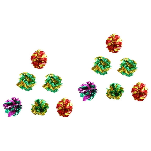 Set of 2 Crinkle Cat Toy Balls Puff Metallic Toys