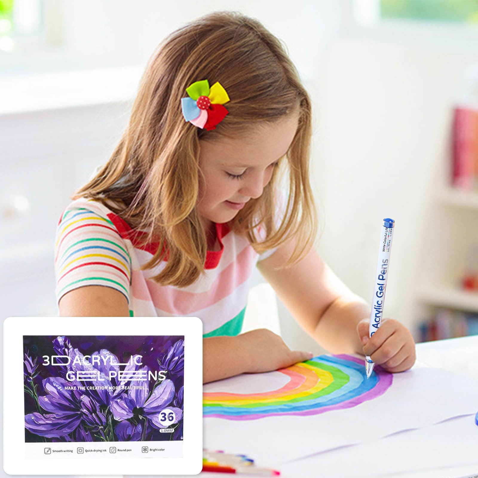 Eqslft 3D Acrylic Pen, 1.0 Mm 3D Acrylic Gel Pens Write 3D Acrylic Paint Markers Acrylic Pens Paint Pens Glitter Gel Pens Stick For Coloring Writing 1ML(36 Colors)