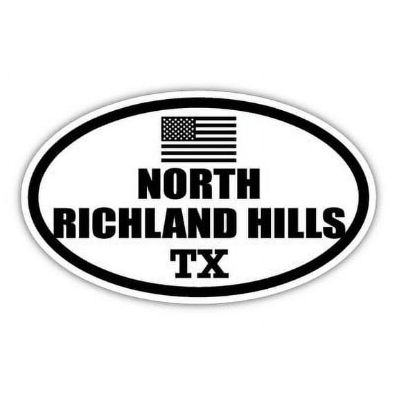 North Richland Hills TX Texas Tarrant County Stealthy Subdued Old Glory US Flag Oval Euro Decal Bumper Sticker 3M Vinyl 3" x 5"