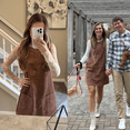 thumbnail image 5 of Lentta Women's Casual A Line Corduroy Mini Dress Loose Fit Square Neck Overall with Pockets, 5 of 7