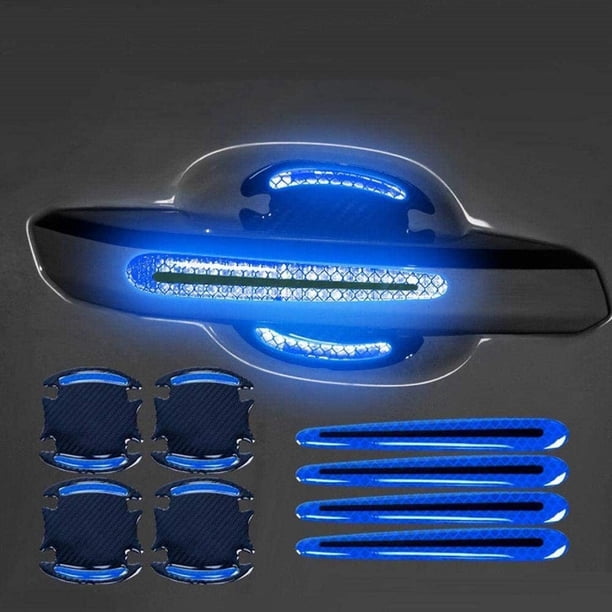 piezas 3D de fibra de carbono para manija de puerta de coche, película protectora contra rayones, tiras reflectantes de seguridad para manija de puerta de coche.