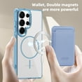 thumbnail image 4 of ELEHOLD Clear Magnetic Wallet Case For Samsung Galaxy S23 Ultra , Mag Safe Compatible Transparent Hard PC + TPU Back Shockproof Protection Case Cover with Magnetic Card Holder ,Blue, 4 of 8
