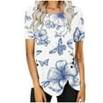 thumbnail image 1 of Blouse Décontractée à Col Rond pour Femmes, Boutons Imprimés, Manches Courtes, Chemise/blouse à Col Rond, Deals le Plus Chaud, 1 of 5
