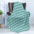 thumbnail image 4 of Abstract Soft Flannel Fleece Throw Blanket, Geometric Circles and Wavy Stripes Scroll Old Fashioned Illustration, Cozy Plush for Indoor and Outdoor Use, 60" x 80", Seafoam Black White, by Ambesonne, 4 of 5